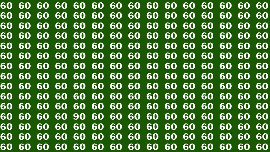 Observation Visual Test: If you have Hawk Eyes Find the Number 90 among 60 in 15 Secs