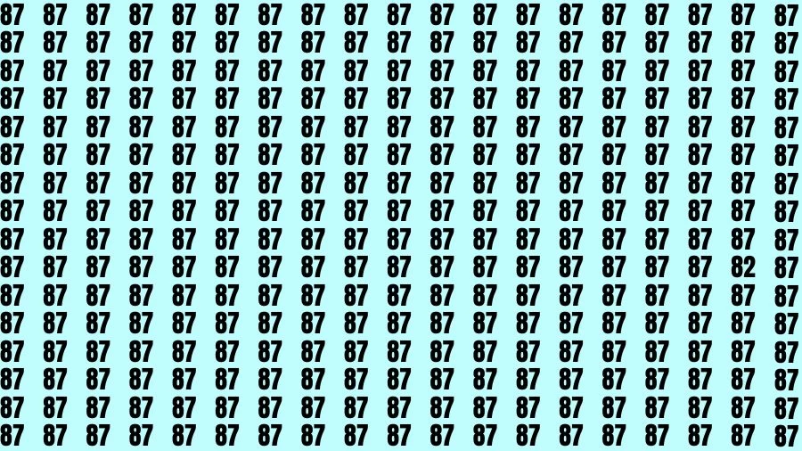 Observation Brain Challenge: If you have Eagle Eyes Find the number 82 among 87 in 12 Secs