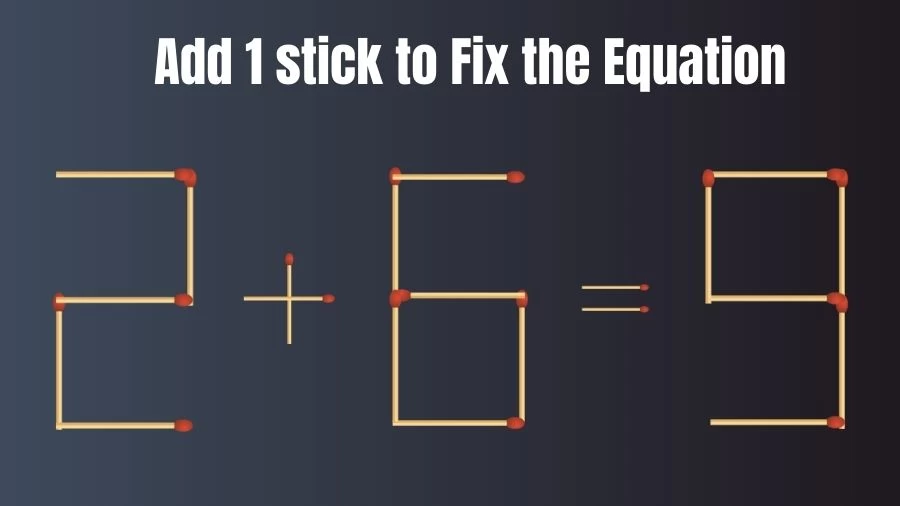 Brain Teaser: 2+6=9 Add 1 Stick To Fix The Equation