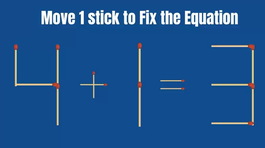 Brain Teaser: 4+1=3 Fix The Equation By Moving 1 Stick