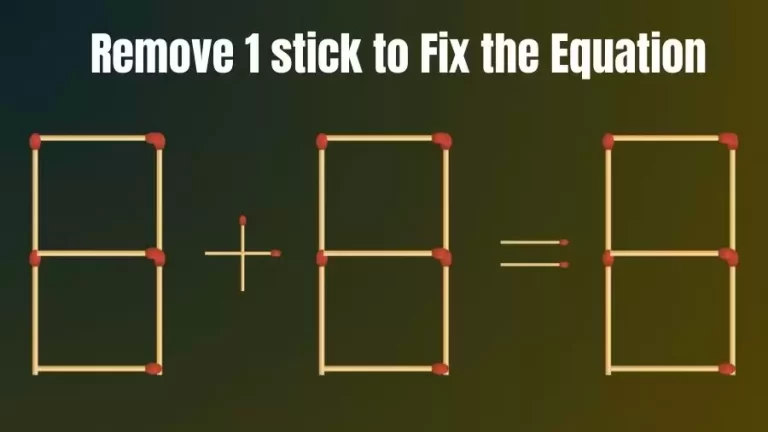 Brain Teaser IQ Challenge: 8+8=8 Remove 1 Matchstick to Fix the Equation