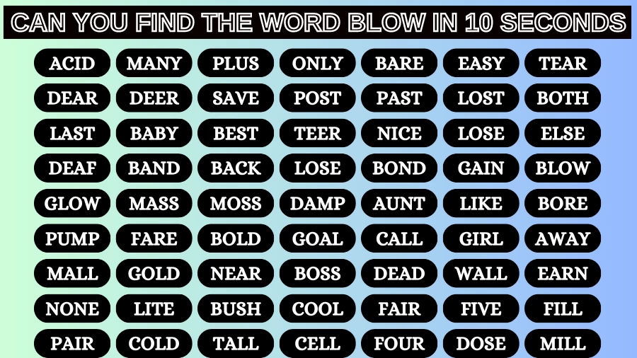 Test Visual Acuity: If you Have Eagle Eyes Find the Word Blow in 10 Seconds