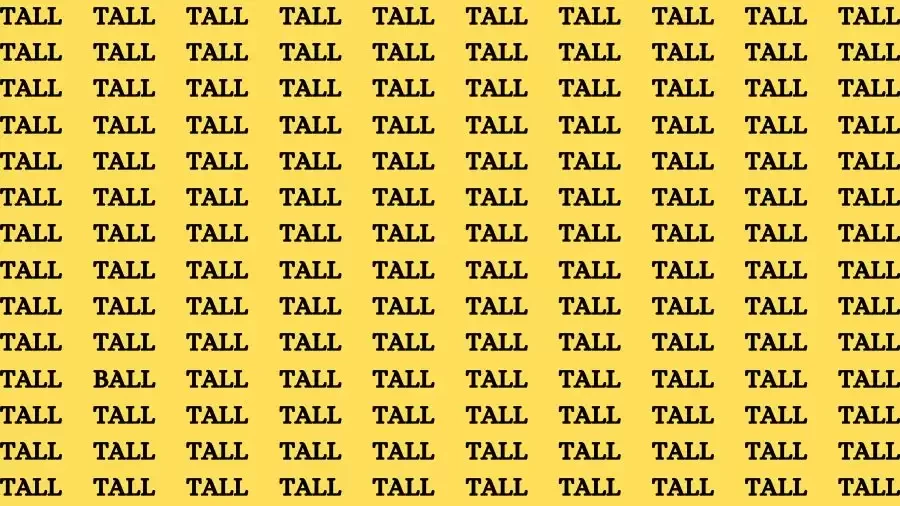 Visual Test: If you have Sharp Eyes Find the Word Ball among Tall in 15 Secs