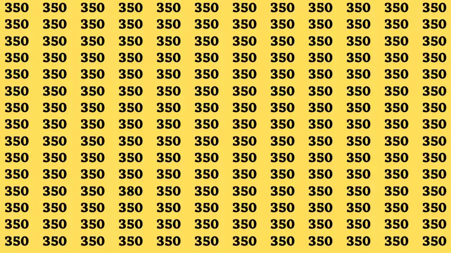 Observation Brain Challenge: If you have Hawk Eyes Find the Number 380 among 350 in 15 Secs