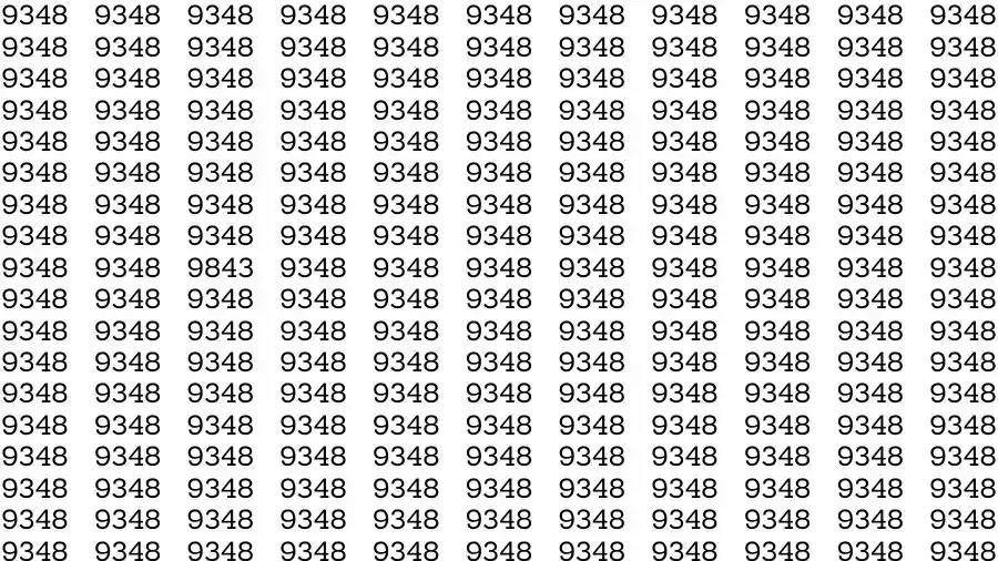 Optical Illusion Brain Test: If you have Sharp Eyes Find the number 9843 among 9348 in 12 Seconds?
