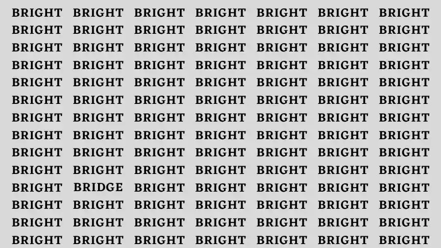 Observation Brain Test: If you have Hawk Eyes Find the word Bridge among Bright in 11 Secs