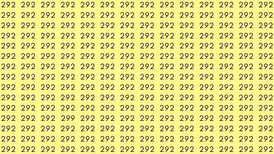 Observation Brain Challenge: If you have Hawk Eyes Find the number 299 among 292 in 10 Seconds?
