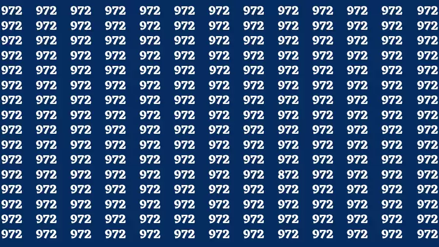Observation Brain Test: If you have Eagle Eyes Find the Number 872 among 972 in 15 Secs