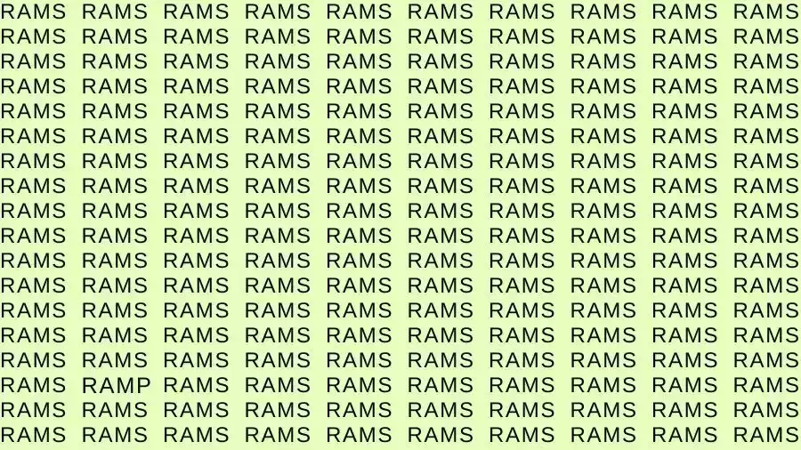 Observation Skill Test: If you have Sharp Eyes find the Word Ramp among Rams in 10 Secs