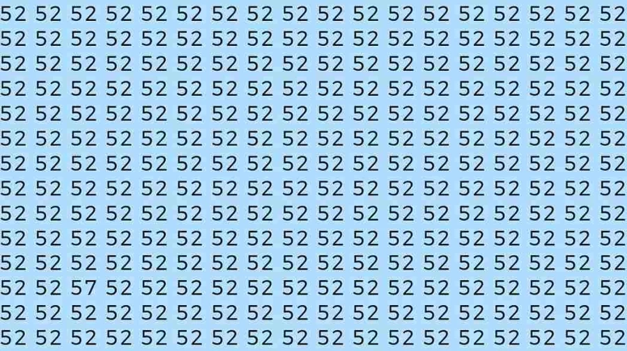 Observation Skills Test: If you have Sharp Eyes Find the number 57 among 52 in 7 Seconds?