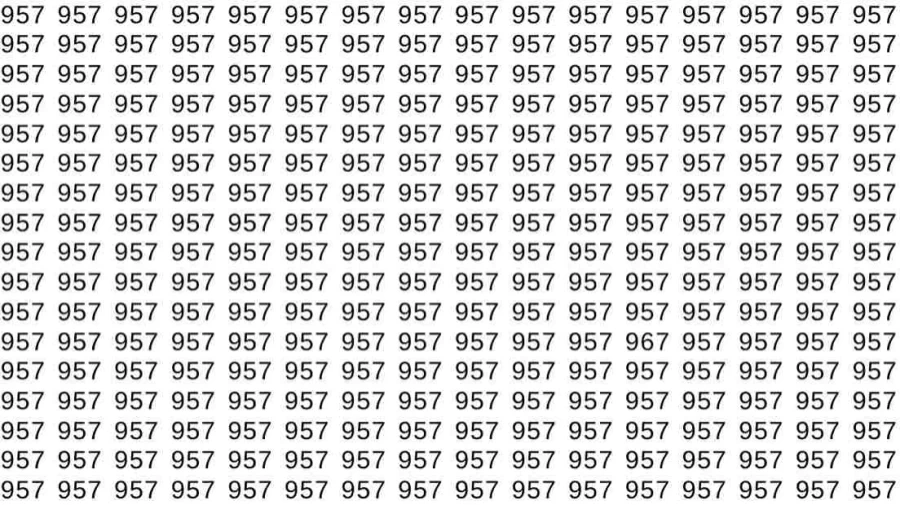 Optical Illusion Test: If you have Sharp Eyes Find the number 967 among 957 in 8 Seconds?
