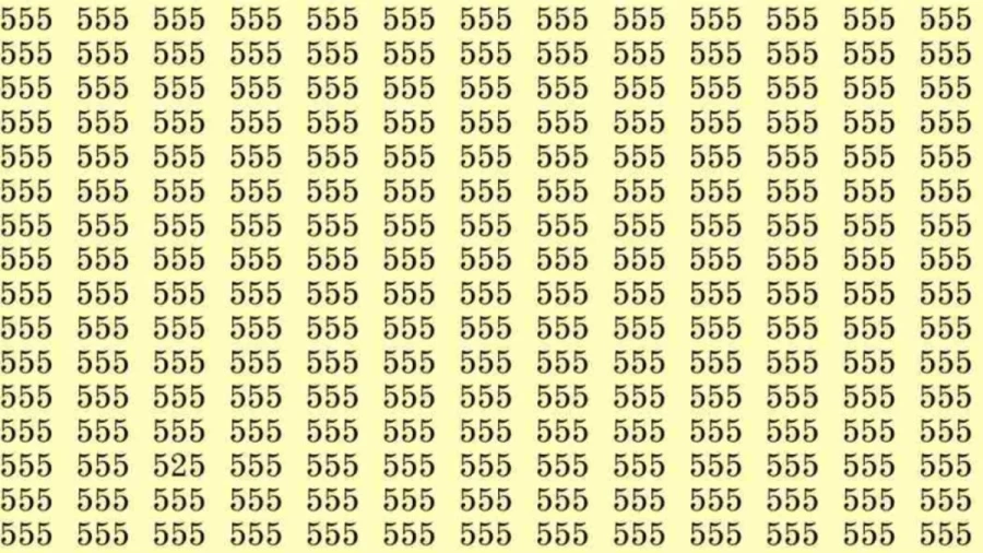 Optical Illusion Test: If you have Sharp Eyes Find the number 525 among 555 in 8 Seconds?