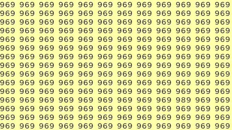 Optical Illusion Skill Test: If you have hawk eyes find 989 among 969 in 12 Seconds?