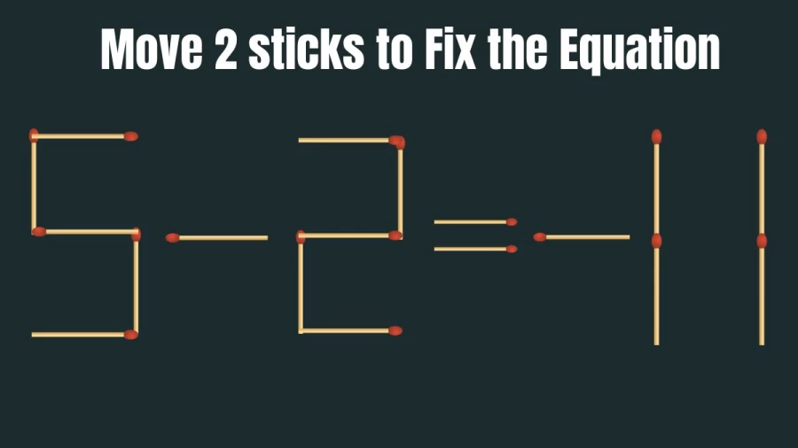 Matchstick Brain Teaser Puzzle: Can You Move 2 Matchsticks to Make the Equation Right in 20 Secs?