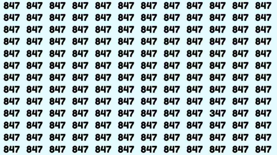Observation Skill Test: Can you find the number 347 among 847 in 10 seconds?