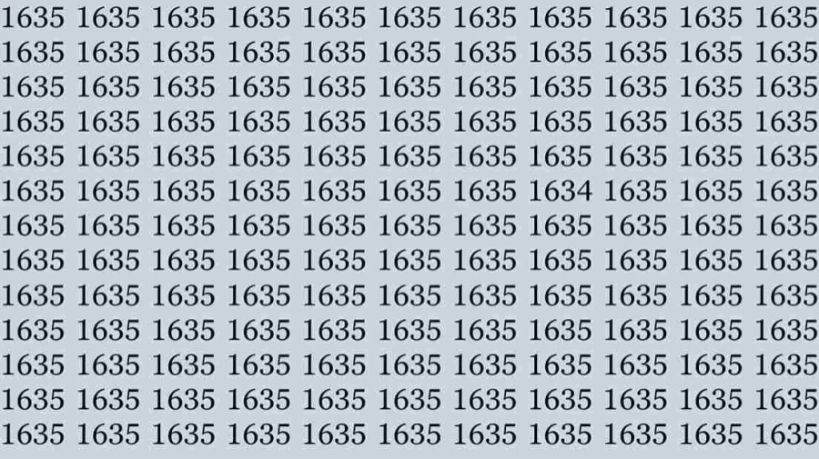 Optical Illusion Challenge: Try to find the number 1634 among 1635 within 12 seconds