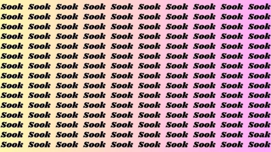 Observation Brain Test: If you have Sharp Eyes Find the Word Soak among Sook in 15 Secs