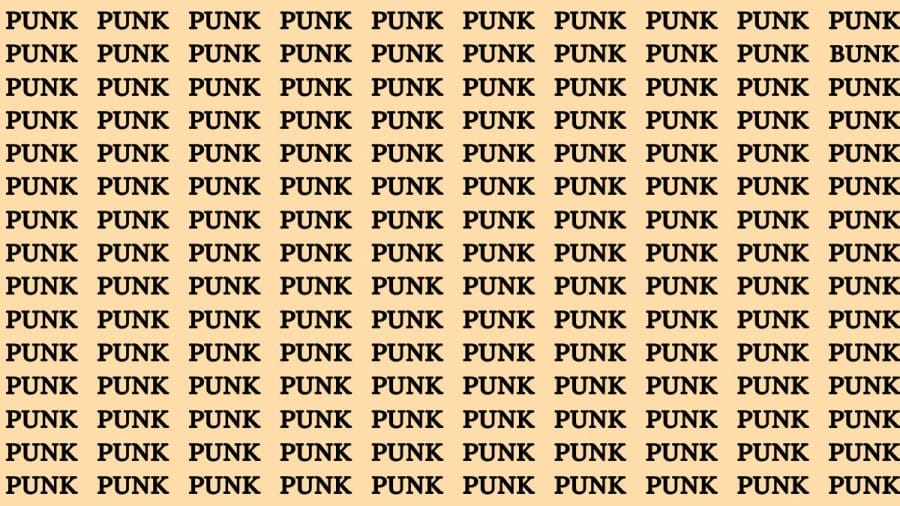 Brain Teaser - If you have Eagle Eyes Find the Word Bunk among Punk in 12 Secs
