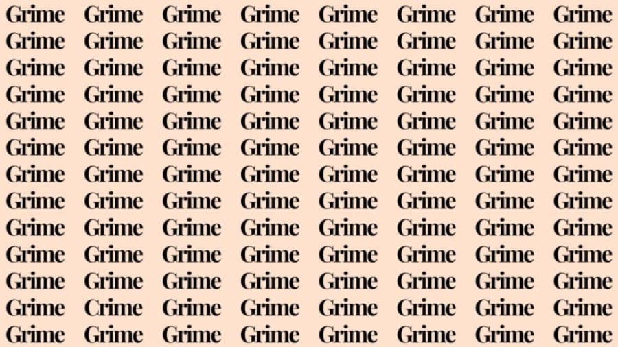 Observation Skill Test: If you have Eagle Eyes find the Word Crime among Grime in 20 Secs