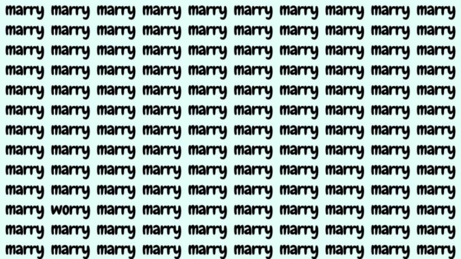Observation Skill Test: If you have Hawk Eyes find the Word Worry among Marry in 20 Secs