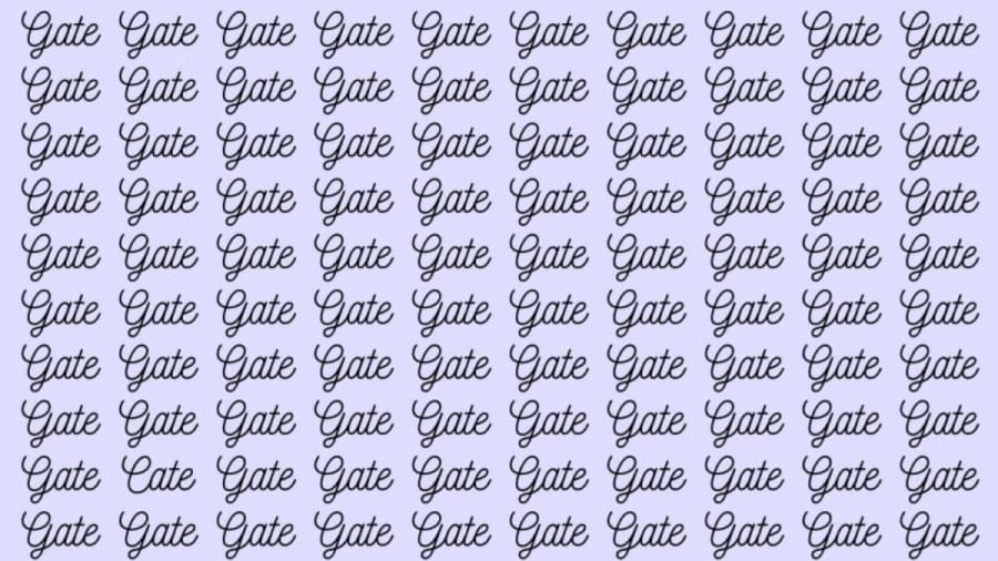 Observation Skill Test: If you have Sharp Eyes find the Word Cate among Gate in 20 Secs
