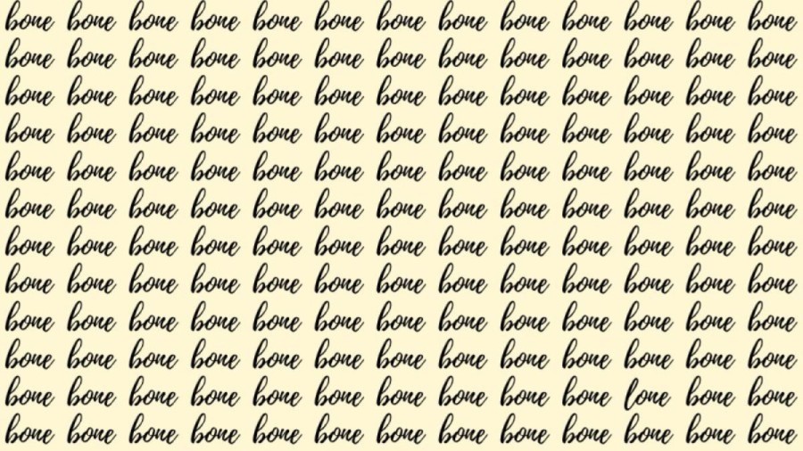 Optical Illusion: If you have Sharp Eyes find the Word Lone among Bone in 20 Secs