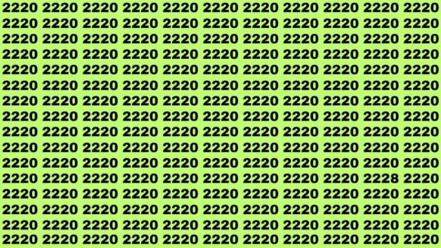 Observation Skills Test: If you have Keen Eyes find the Number 2228 among 2220 in 15 Secs