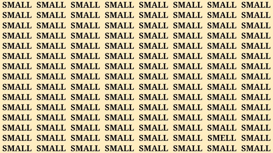 Brain Teaser: If you have Hawk Eyes Find the Word Smell among Small in 15 Secs