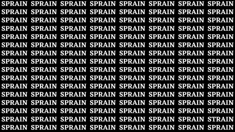 Brain Teaser: If you have Hawk Eyes Find the Word Strain among Sprain in 12 Secs
