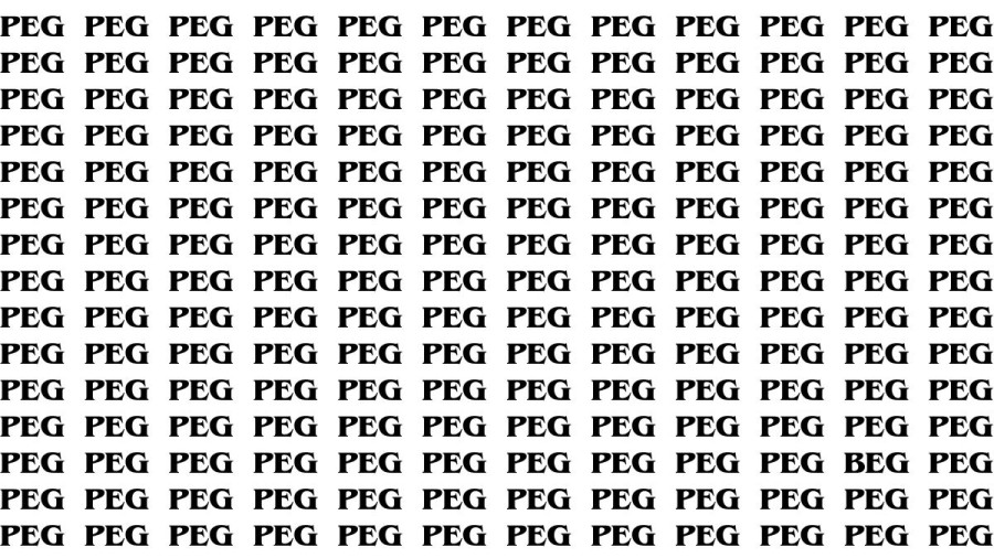 Brain Teaser: If you have Eagle Eyes Find the Word Beg among Peg in 12 Secs