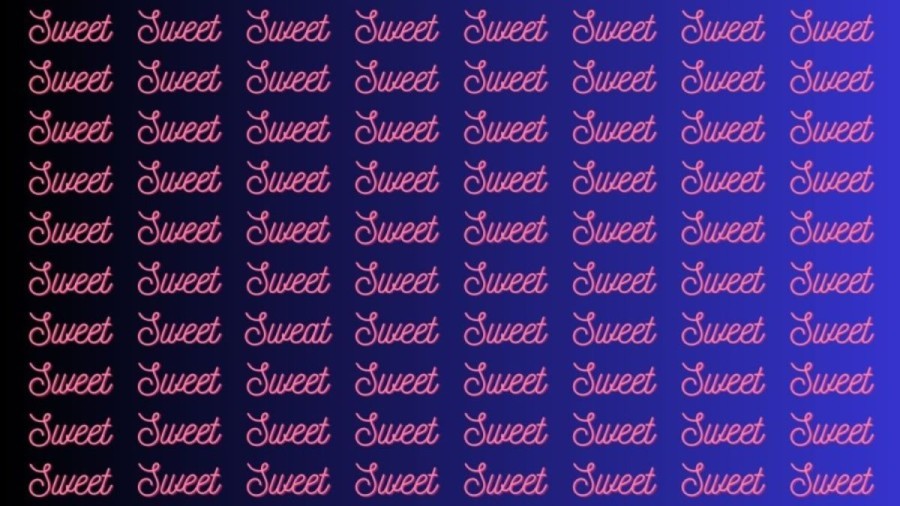 Optical Illusion Brain Test: If you have Eagle Eyes find the Word Sweat among Sweet in 20 Secs