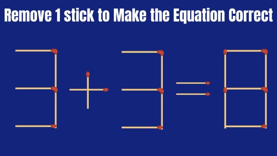 Brain Teaser: 3+3=8 Remove 1 Stick and Make the Equation Right