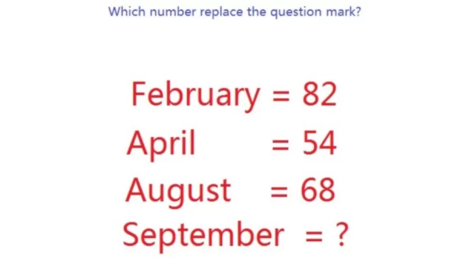 Brain Teaser IQ Test: If February = 82, April = 54, And August = 68, What Is September = ?