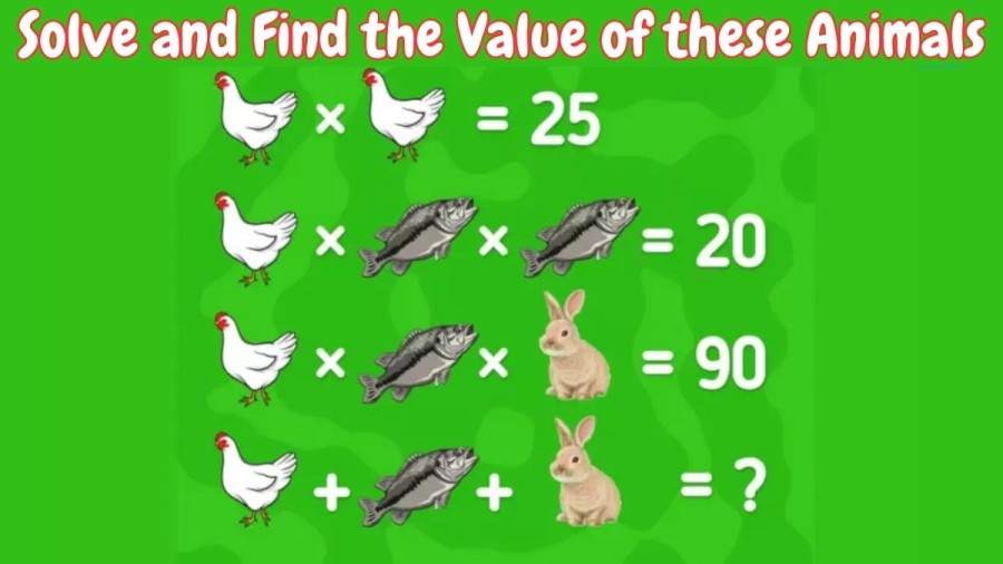 Brain Teaser: Solve and Find the Value of these Animals