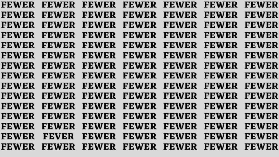 Brain Test: If you have Hawk Eyes Find the word Fever among Fewer in 15 Secs