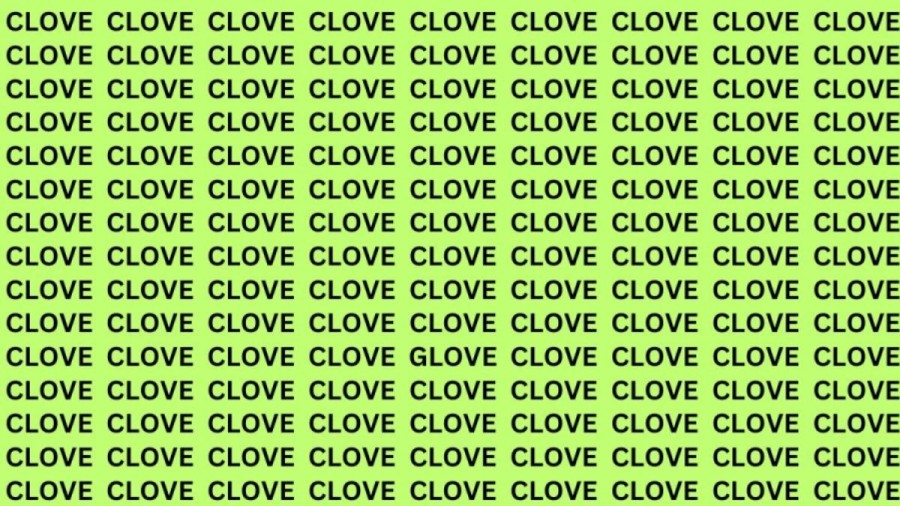 Brain Teaser: If You Have Sharp Eyes Find The Word Glove among Clove in 13 Secs