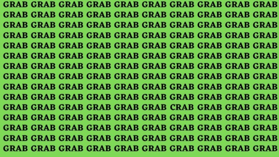 Brain Teaser: If You Have Eagle Eyes Find The Word Crab Among Grab In 15 Secs
