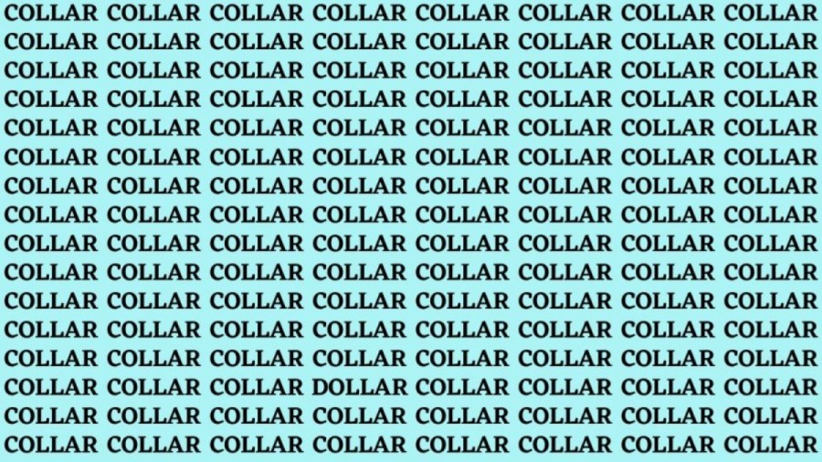 Brain Teaser: If You Have Sharp Eyes Find The Word Dollar Among Collar In 18 Secs