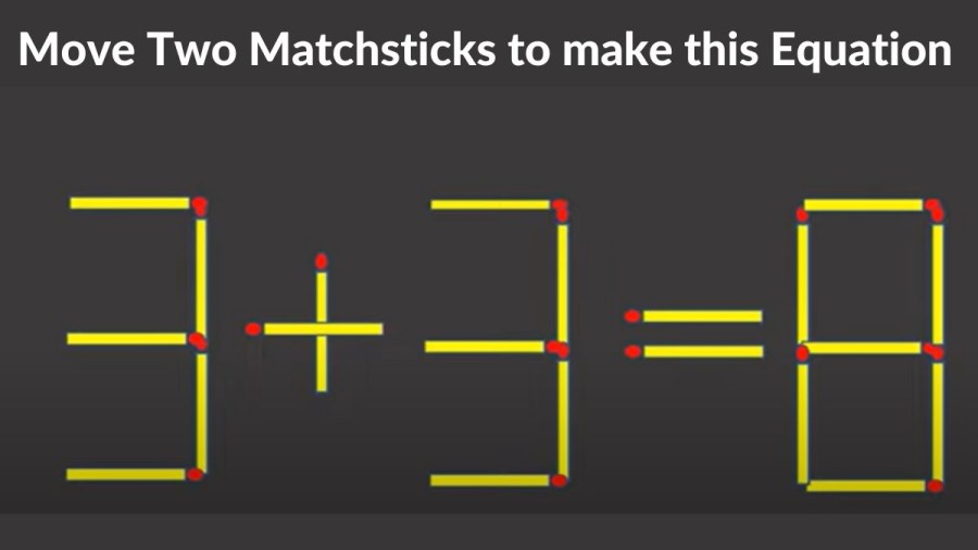 Brain Teaser: 3 + 3 = 8 Move just two matchsticks to make this equation true
