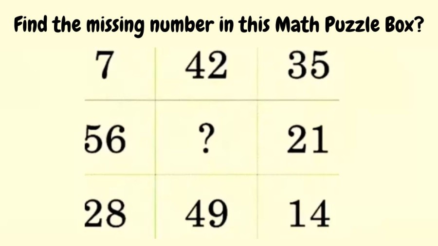 Brain Teaser: Find the missing number in this Math Puzzle Box?