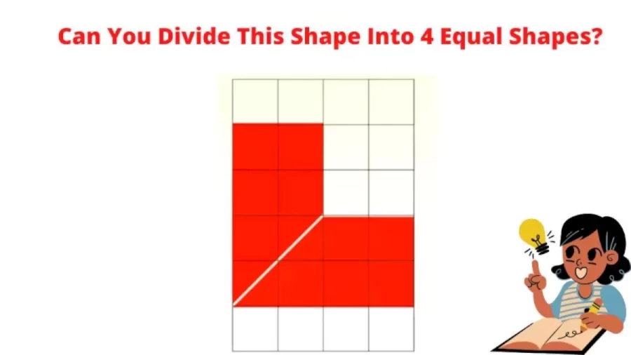 Brain Teaser Geometry Puzzle - Can You Divide This Shape Into 4 Equal Shapes?