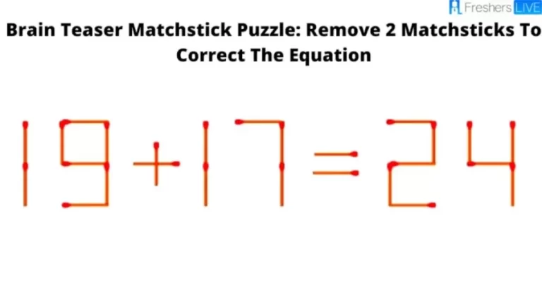 Brain Teaser Matchstick Puzzle: Can You Remove 2 Matchsticks To Correct The Equation?