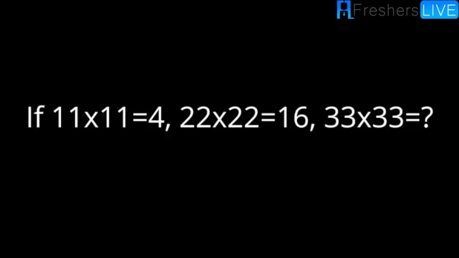 Brain Teaser Math Puzzle Test: If 11x11=4, 22x22=16, 33x33=?