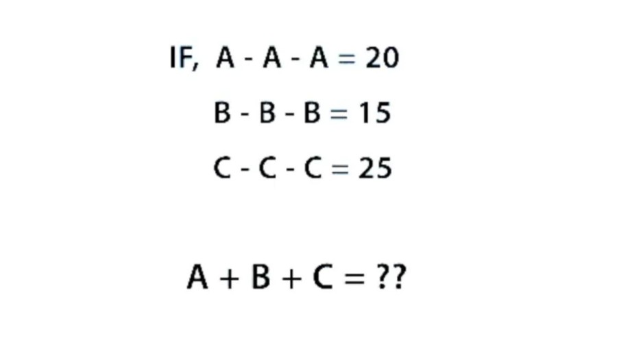 Brain Teaser Math Puzzles Questions With Answers: Find A+B+C=?