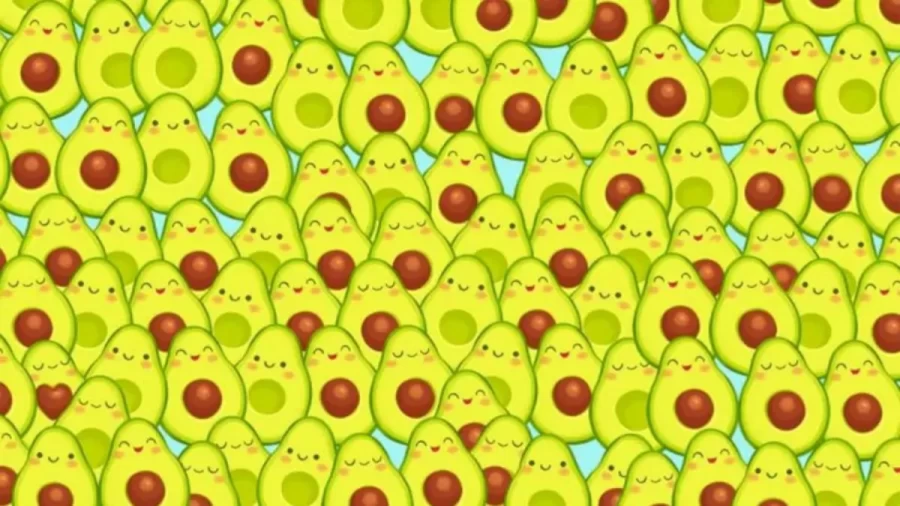 Can You Find An Avocado With The Heart Shaped Pit In It In This Image Within 14 Seconds? Explanation And Solution To Find An Avocado With The Heart Shaped Pit In This Optical Illusion