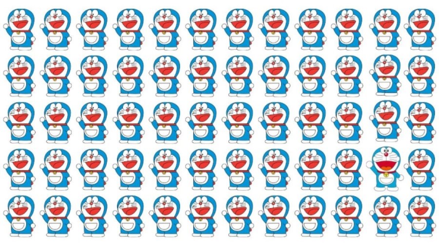 Optical Illusion Challenge: If you are a Cartoon Lover find the Odd Doraemon in this picture within 12 secs
